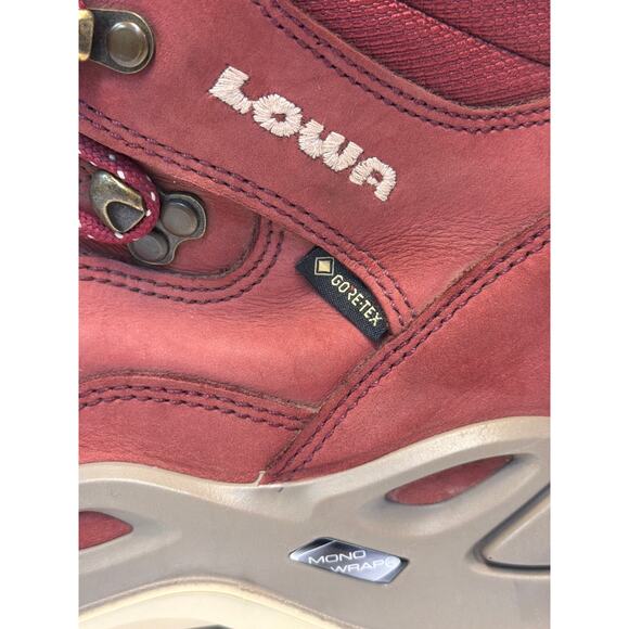 Lowa Renegade GTX Mid Red Leather Hiking Trekking Boots Women's sz7.5 - Picture 5 of 7